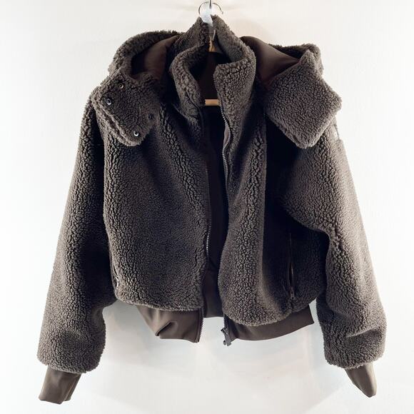 Alo Foxy Sherpa Fleece Fuzzy Jacket Coat Chocolate Brown XS - Picture 4 of 6
